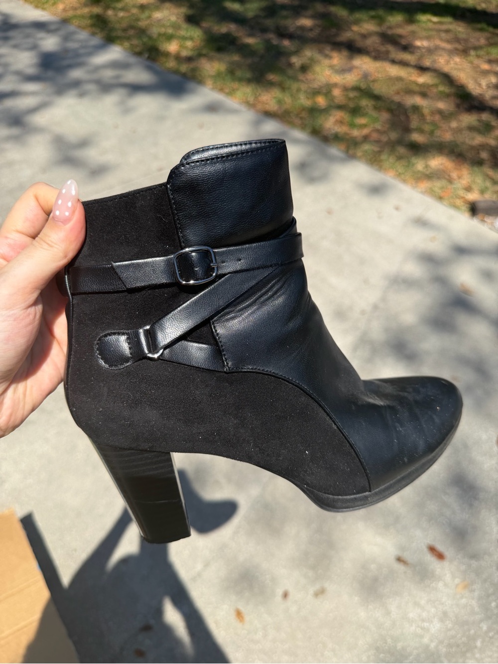 Women’s Black Ankle Boot with Buckle Strap